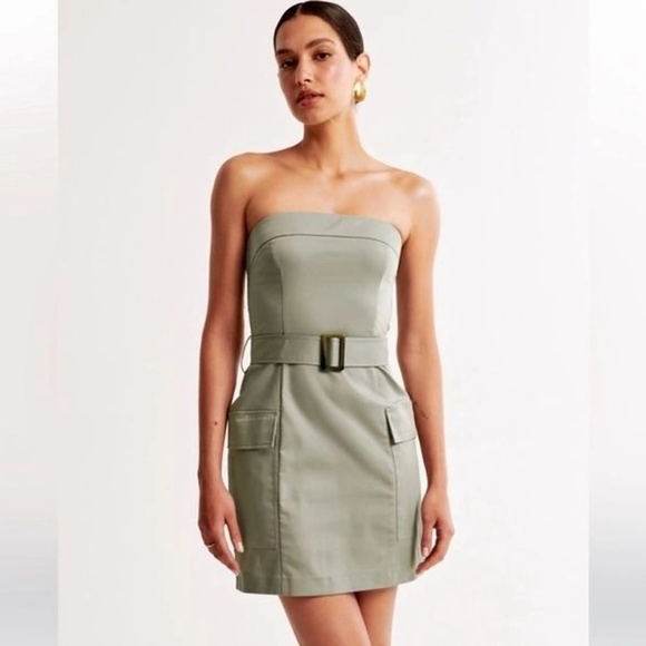 NWT Abercrombie Olive Utility Cargo Dress Medium - Picture 2 of 6